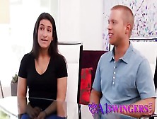 Popping Boners During Interview To Start The Orgy