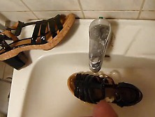 Piss In Wifes Black Patent Leather & Cork Sandal