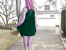 Scary Alien Tgirl In Virtual Game Sexy Golden-Haired Big Beautiful Woman Ladyboy In Front Of Her Horror Abode