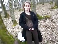 Shamelessly Exhibitionistic Slut Is Sucking My Dick In The Woods