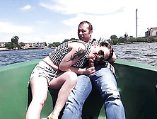 Maiden Loses Her Shorts And Black And White Top To Ride Dick On A Small Boat.