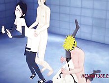Boruto Naruto Hentai - Orgy With Boruto X Sarada And Naruto X Hinata With Cum Inside