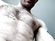 Showing Hairy Chest And Uncut Cock