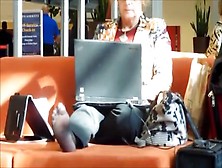 Candid Milf Nylon Feet At Airport