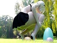 Extremely Turned On Bunny Sluts Nier 2B - Celebrates Easter Herself Inside Outdoors Park~! ❤︎ 60Fps