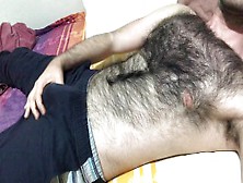 Very Hairy Man Soft Dick Massage And Hairy Chest Touch Big Bulge