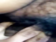 Hubby Rubs Her Hairy Pussy