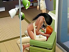 A Red-Haired Lesbian With A Strap-On Fucks A Dark-Haired