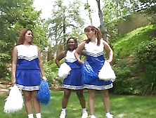 Plump Brunette Cheerleader Rides Thick Cock Outside