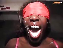 Ebony Amateur Blindfolded And Covered In Cum