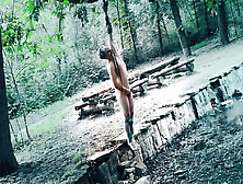 Whipped Until Orgasm While Suspended Naked From A Tree
