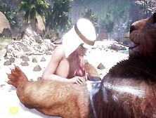 Breasty Wench Breeds With Fur On The Beach - Large Shlong Monster - Cg Porn Wild Life