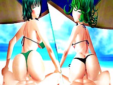 1 Punch Fiance Tatsumaki And Fubuki Both Ride Your Schlong With Their Large Rear-End Until Cream-Pie - Animation