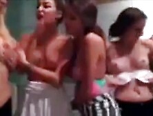 Latina Girls Dancing Topless In Kitchen