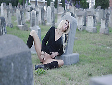 Elegant Milf Jessica Drake Masturbating On The Graveyard