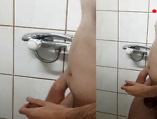 Security Guard Taking Shower At Work And Cumming A Big Load