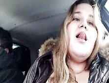 Cum On The Face Of A Titsy Beauty Near The Vehicle
