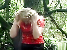 Naughty Blonde Stripping And More In The Woods