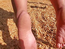 Just Relaxing Barefoot On A Swing