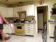 Blonde Gets Bent Over In The Kitchen And Banged