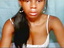 Super Slender Ebony Hottie Willingly Masturbates On Webcam