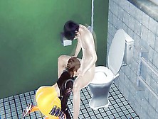 Tracer From Overwatch Gives A Blowjob While Sitting On The Toilet