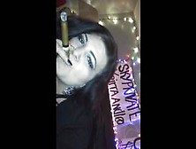 Big Titt Slut Smoking Cigar Sucking Cock On Webcam