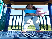 Pissing In Her Jeans Outdoor