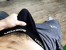 Guy Rubbing His Huge Bulge In Underwear With Pants