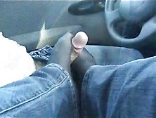 A Footjob In Stockings In The Car