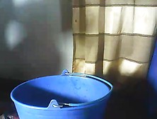 Solo Ebony Pissing Inside Bucket