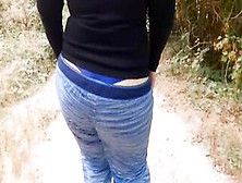 Gigantic Butt Wedgie And G-String Flashing Mom On A Outside Trail