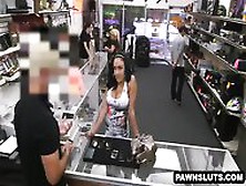 Busty Latina Babe Sells Some Phones To The Pawn Shop