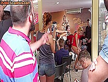 Public Babes Pissed And Fucked In Orgy In Front Of Voyeurs