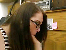 Pretty Amateur Girl With Glasses Sucks Dick In Back Office