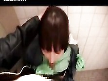 Mosaic: Cute Cleaner Gives Geek Oral-Job In Water Closet 02