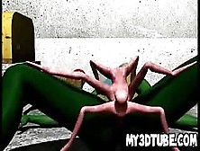 Hot 3D Cartoon Alien Babe Getting Fucked By A Spider
