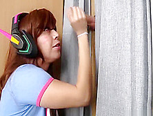 Gamer Girl Tries Out Homemade Gloryhole Takes Facial