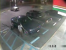 Desperate Black Woman Soaks The Parking Lot Next To The Car