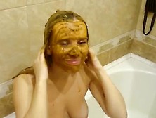 Scat Blonde Smears Shit On Hair And Face