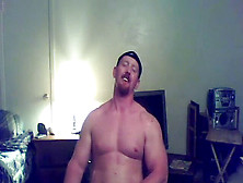 Str8 Ginger Muscle Guy Jerks Off & Spunks ( Web Cam )