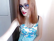Sultry Redhead Teen With Glasses Flashes Her Sweet Ass On T