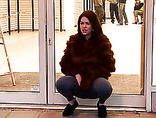 Public Cameltoe And Pissing Show From A Girl In Fur