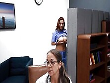 Busty Brunette Nurse Gets A Hard Cock In The Office
