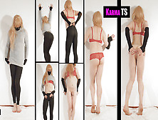 Cute Karmats Dancing Striptease In Sexy Leggings And Hot Red Lingerie!