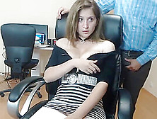 Cute Girl With Nice Boobs In The Office (Blowjob)
