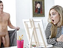 Art Lesson Gets Passionate For Tiny Sweet Blondie And Her Teacher With Enormous Dick