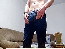 Young Hunk In Jeans Strokes His Massive 20-Centimeter Tool
