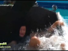 Brazilian Tv Show - Girl Dropped From Excavator Into A Pool. Mp4