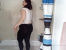 Bbw Showers In White Tank Top